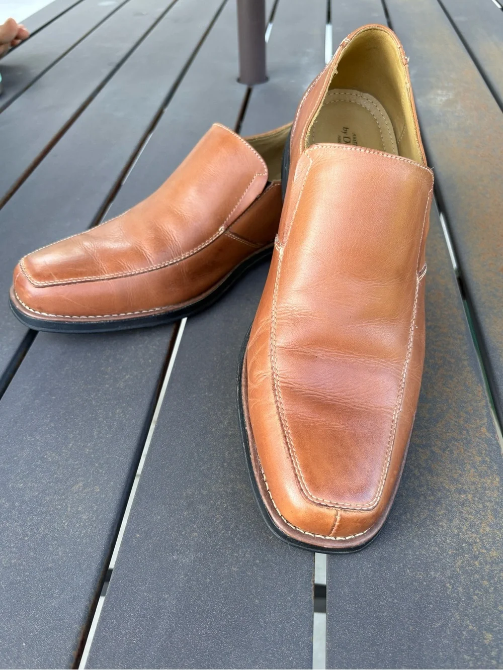 American Classic by DeLarentis Men's Tan Leather Slip-On Dress Shoes-size 11